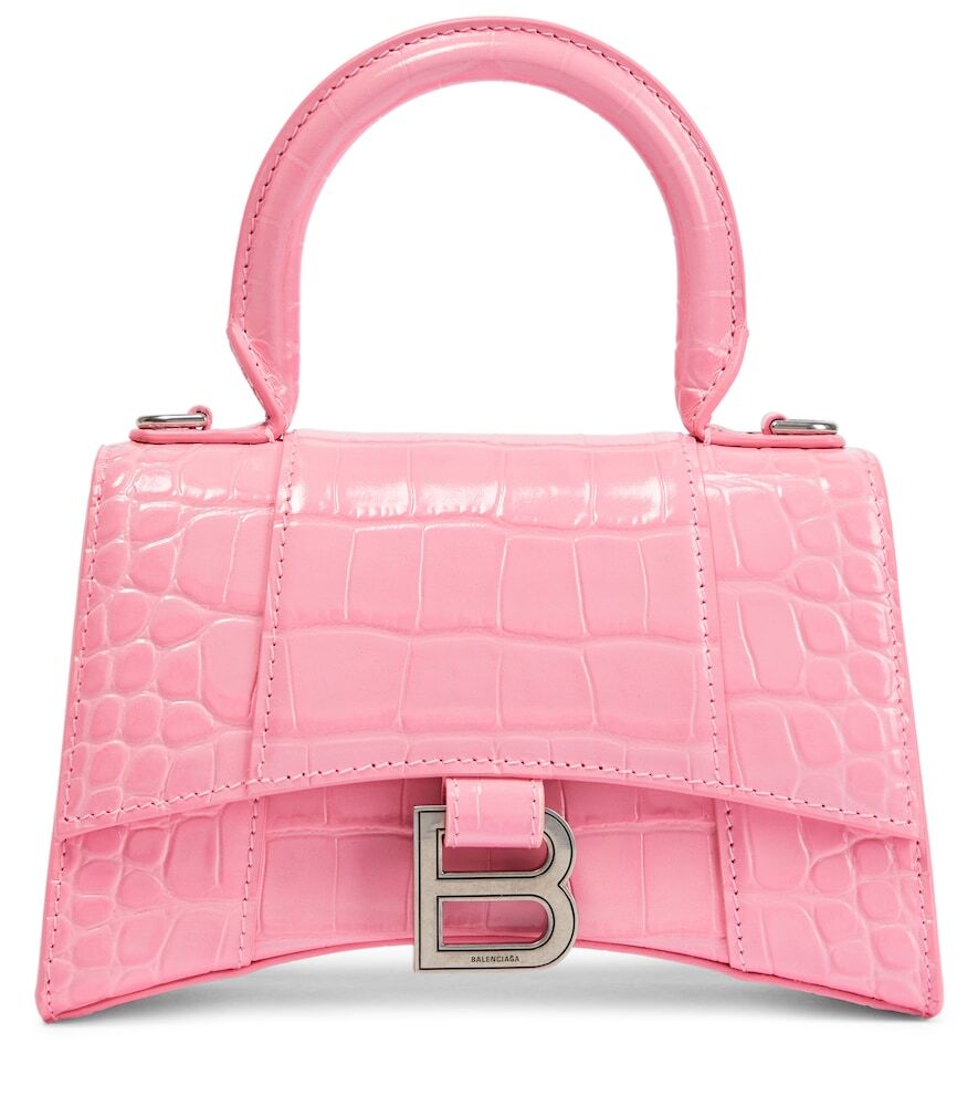 Balenciaga Hourglass croc-effect leather tote bag in pink