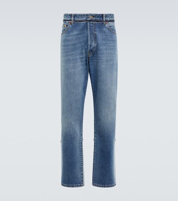 valentino straight-fit cotton jeans in blue