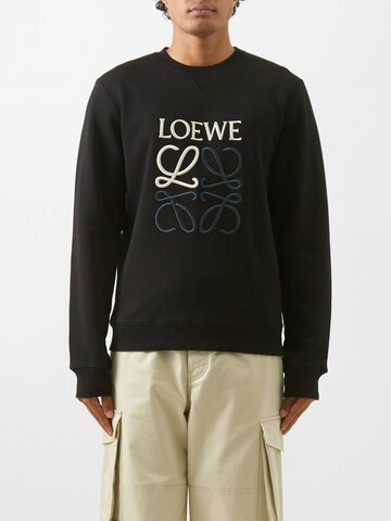 loewe - anagram-embroidered cotton-jersey sweatshirt - mens - black