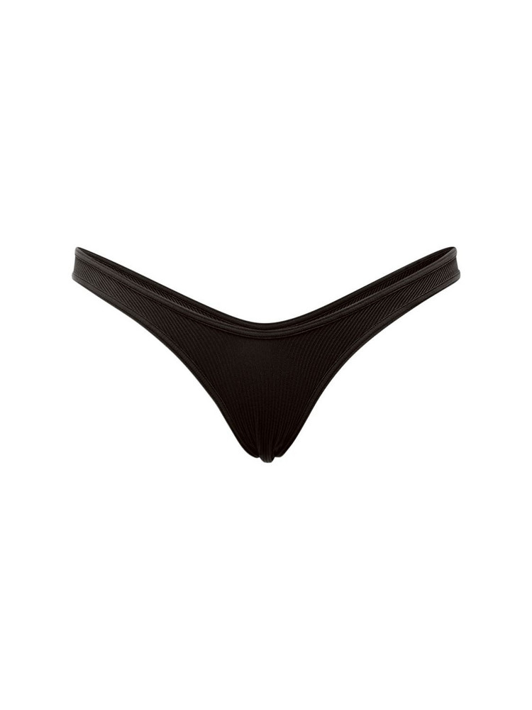 ANDREA ADAMO Stretch Ribbed Jersey Dipped Thong in black