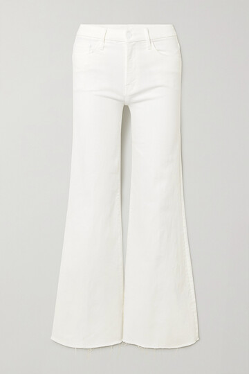 mother - the roller fray frayed high-rise wide-leg jeans - white