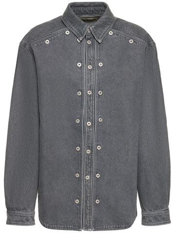 Y PROJECT Double Layer Buttoned Denim Shirt in grey
