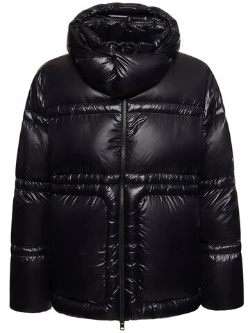 moncler thuban nylon laquè down jacket in black