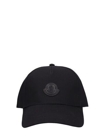 moncler logo patch cotton baseball cap in black