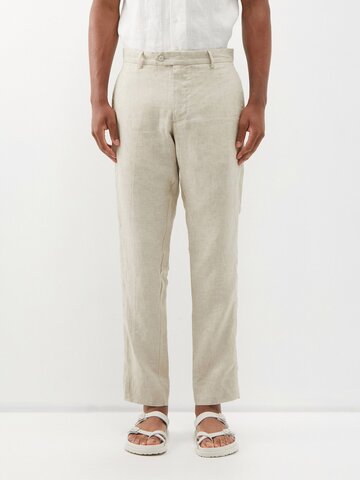 frescobol carioca - affonso flat-front linen trousers - mens - sand