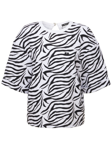 ROTATE Fausta Jersey T-shirt in black / white