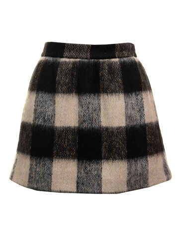 Red Valentino Womans Check Wool Skirt in white