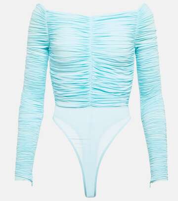 Alex Perry Gathered off-shoulder bodysuit in blue