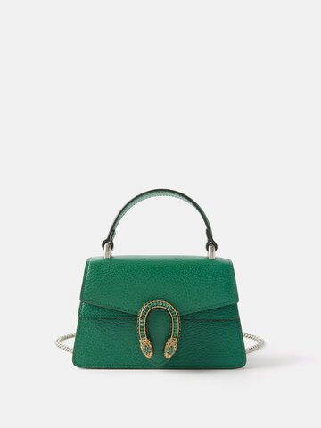 gucci - dionysus supermini leather handbag - womens - green