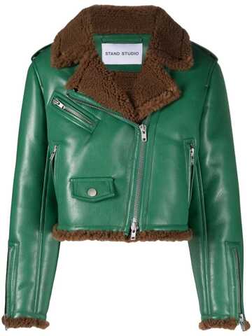 stand studio lillia faux-leather biker jacket - green