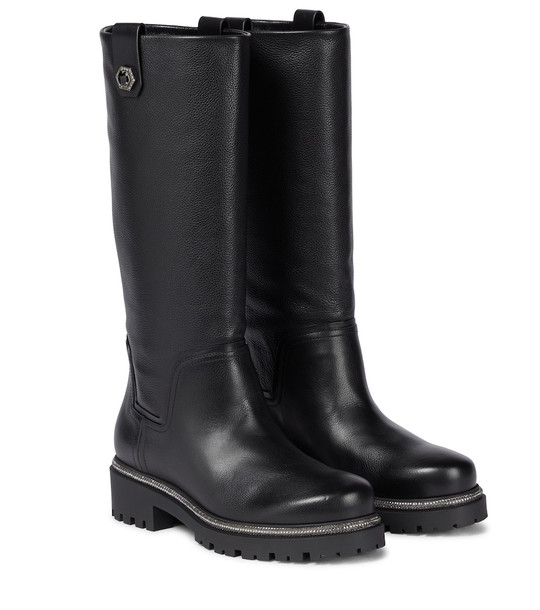 RENE CAOVILLA Knee-high leather boots in black