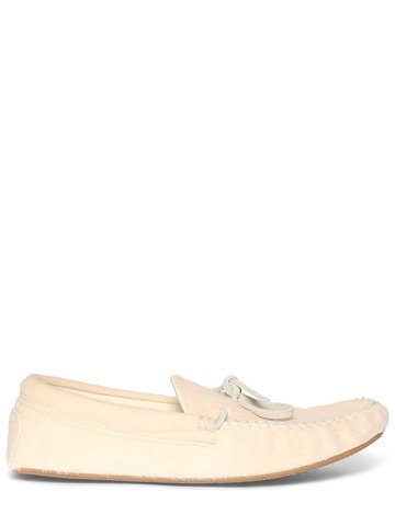 the row lucca pony skin loafers in white