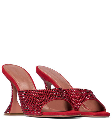 Amina Muaddi Lupita embellished suede sandals in red
