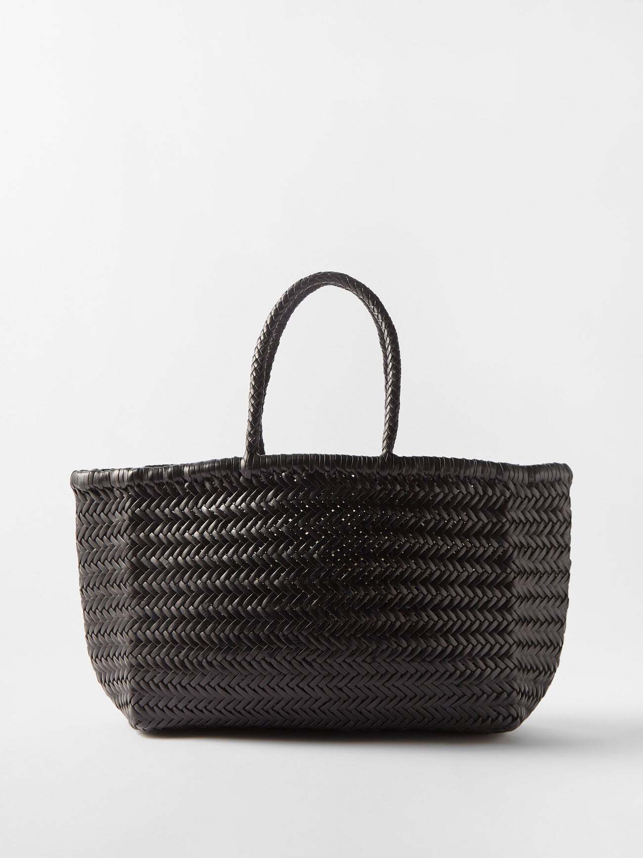 Dragon Diffusion - Triple Jump Large Woven-leather Basket Bag - Womens - Black