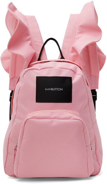 pushbutton pink wing strap backpack