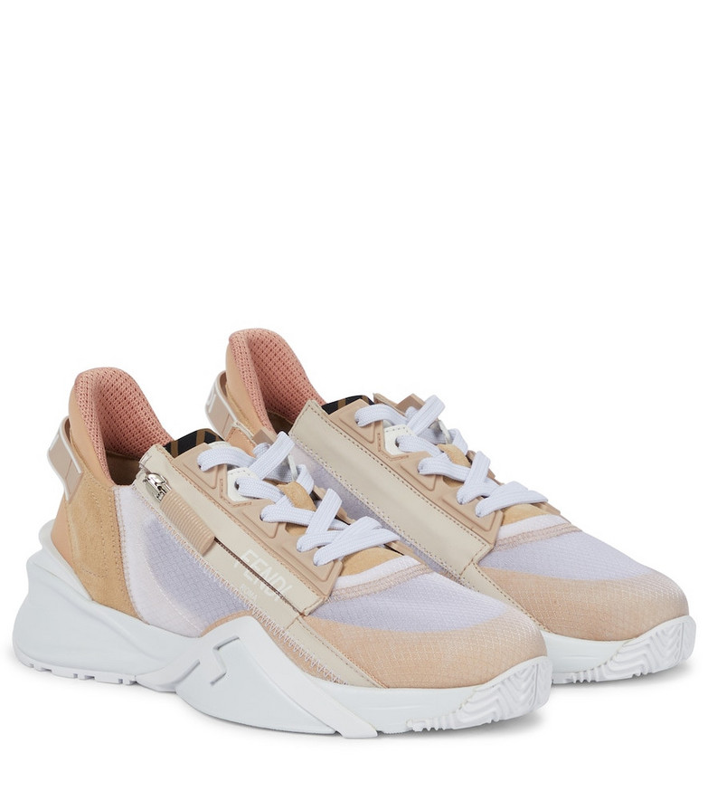 FENDI Flow suede and nylon sneakers in pink