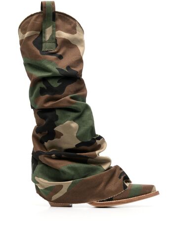 r13 camouflage-print 55mm knee-high boots - brown
