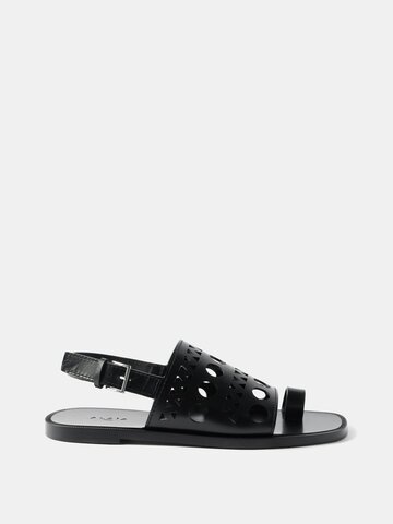 alaïa alaïa - vienne perforated-leather flat sandals - womens - black