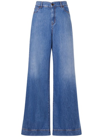 weekend max mara vega cotton denim wide jeans in blue