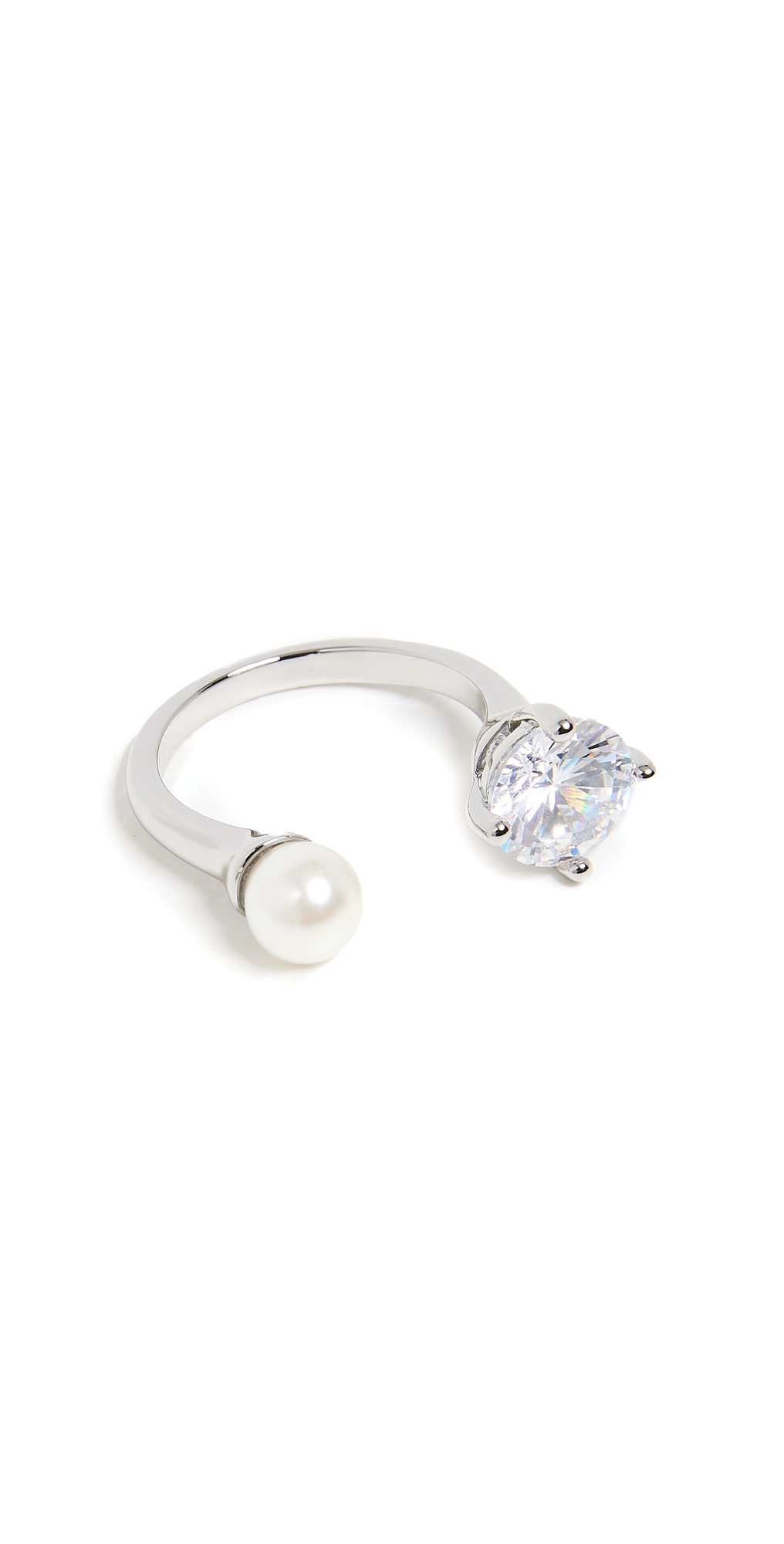 SHASHI Pearl Beam Ring in gold / white