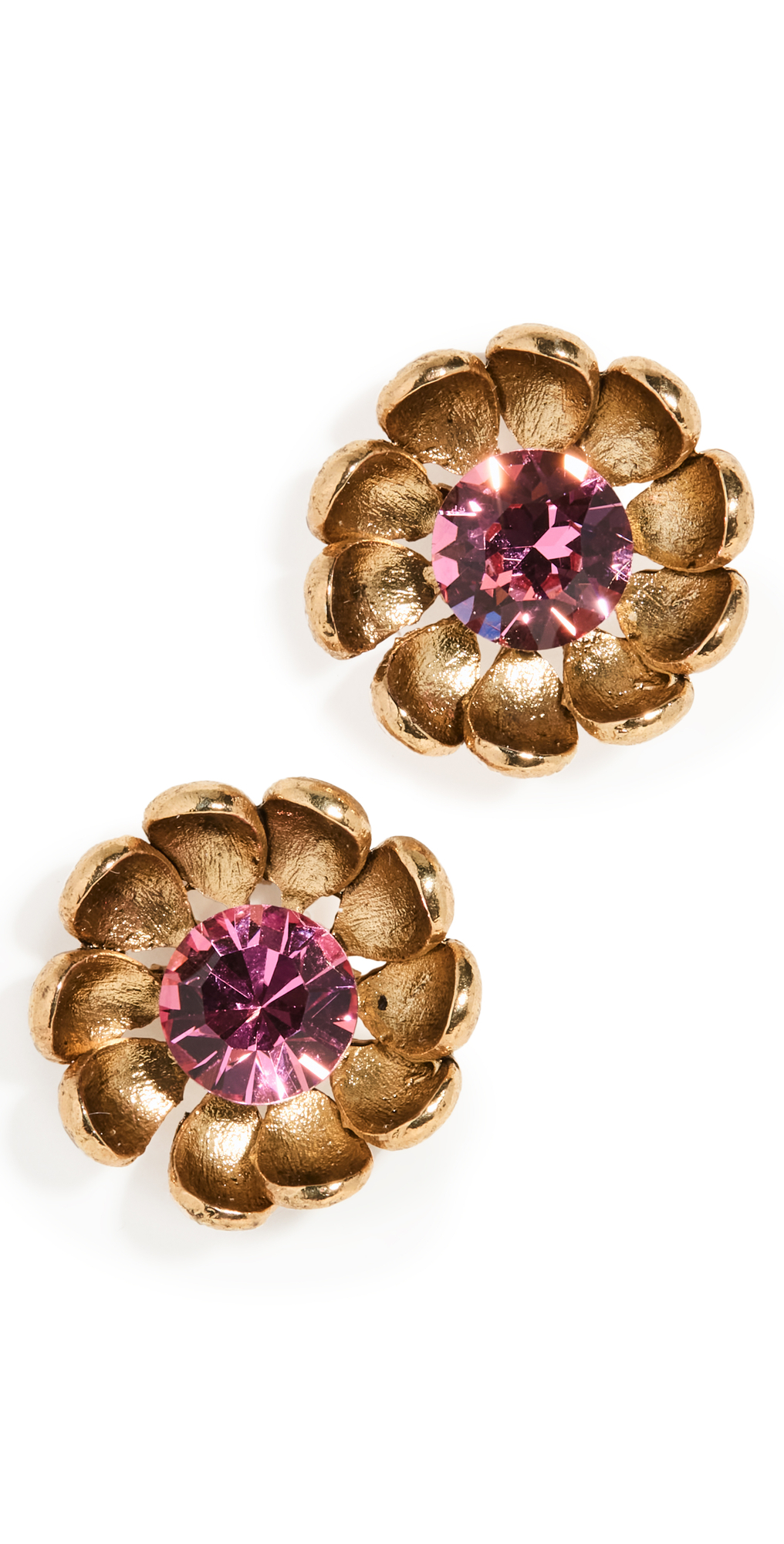 Oscar de la Renta Crystal Flower Earrings in rose