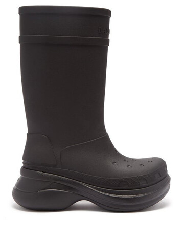 balenciaga - x crocs logo-embossed rubber knee-high boots - womens - black