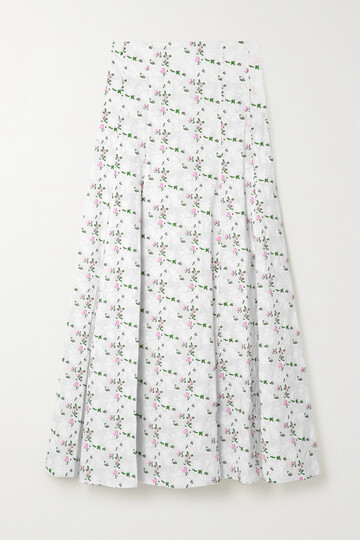 philosophy di lorenzo serafini - floral-print cotton-jacquard midi skirt - white