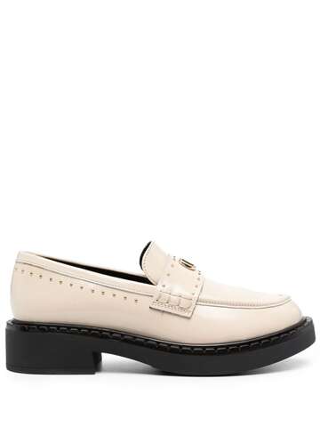twinset oval t logo leather loafers - neutrals