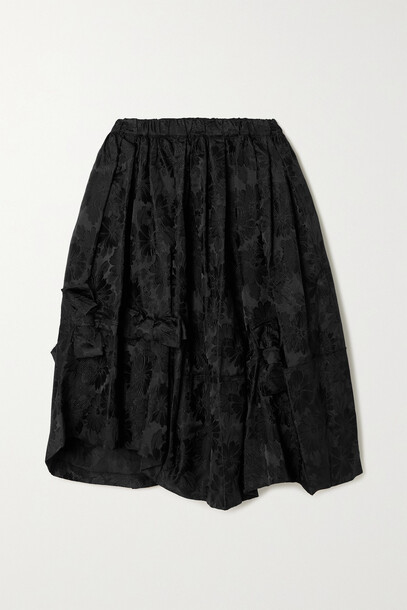 Comme des Garçons Comme des Garçons - Asymmetric Bow-detailed Floral-jacquard Midi Skirt - Black