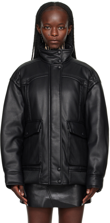 stand studio black jocelyn faux-leather jacket