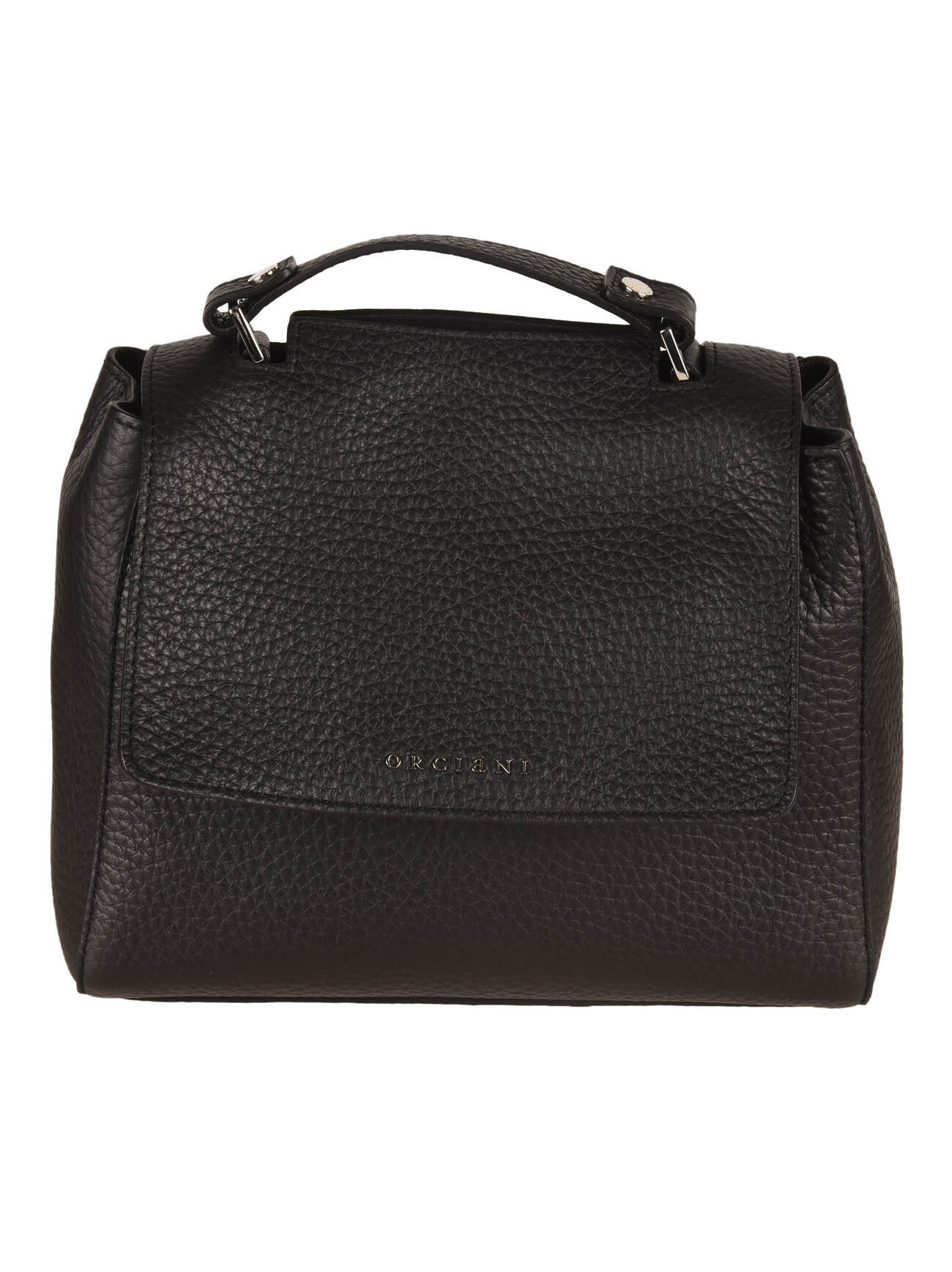 Orciani Croco Embossed Logo Flap Tote in black