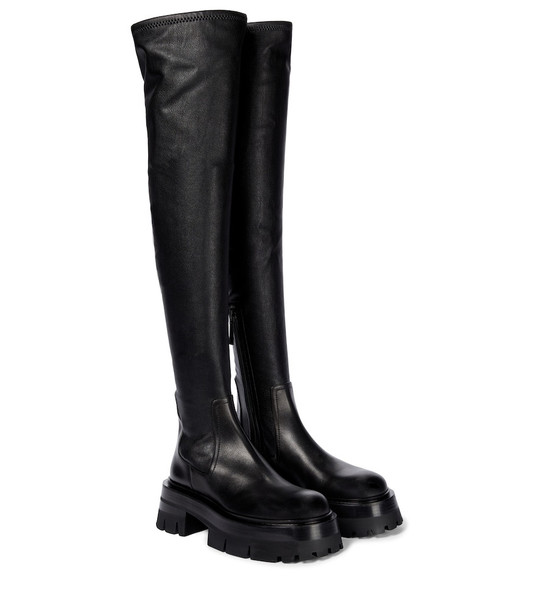 Versace Leonidis over-the-knee leather boots in black