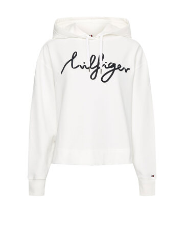 Tommy Hilfiger Cotton Hoodie With Logo in bianco