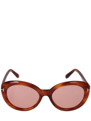 TOM FORD Lily Round Acetate Sunglasses in brown