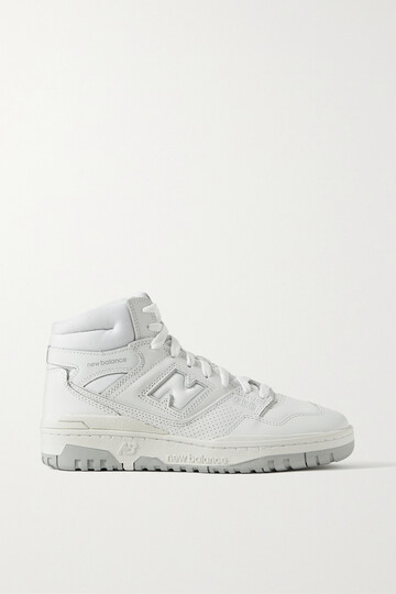 new balance - 650 mesh-trimmed leather high-top sneakers - white