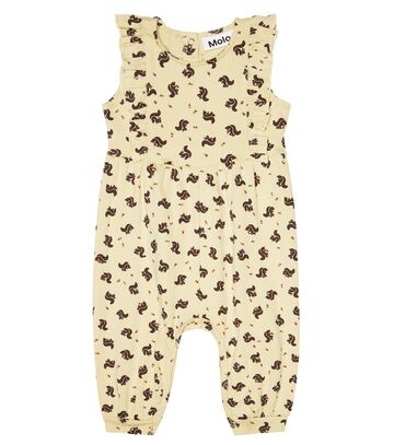 Molo Baby printed cotton-blend playsuit in beige