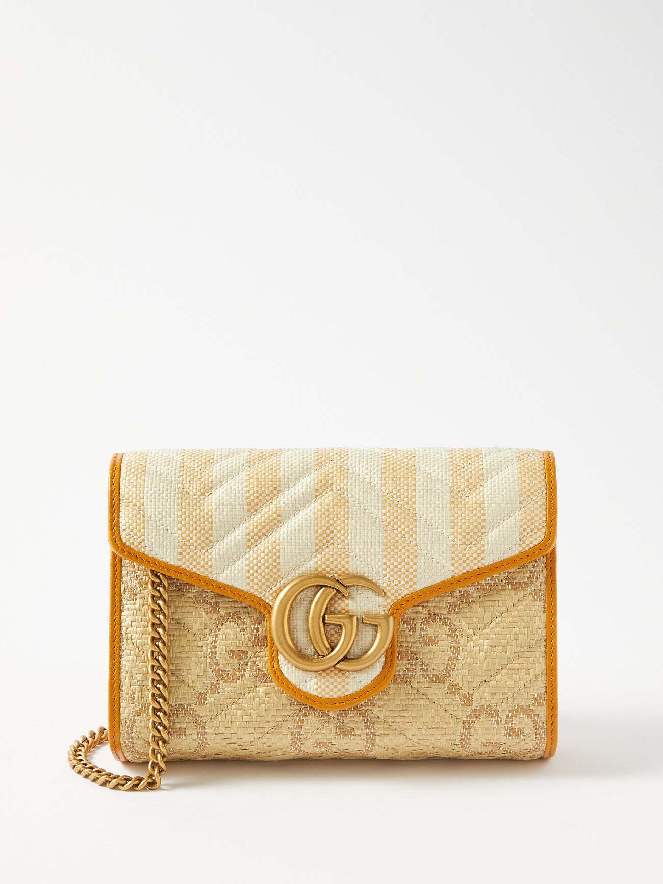 Gucci - GG Marmont Striped Faux-raffia Cross-body Bag - Womens - Beige Multi
