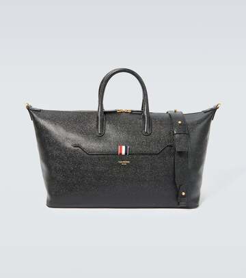 thom browne medium leather duffel bag in black