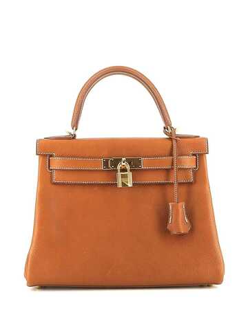 hermès 2021 pre-owned kelly 28 handbag - brown