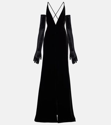 costarellos velvet gown in black