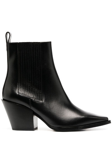 aeyde slip-on heeled leather boots in black