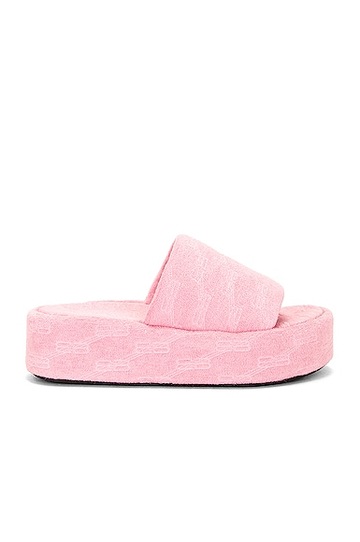 balenciaga towel bb monogram rise slide in sweet pink in pink