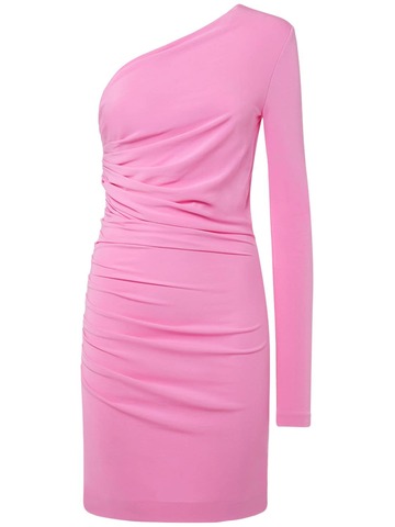 dsquared2 draped one shoulder jersey mini dress in pink