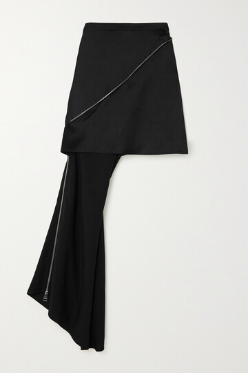 jw anderson - asymmetric zip-detailed satin mini skirt - black