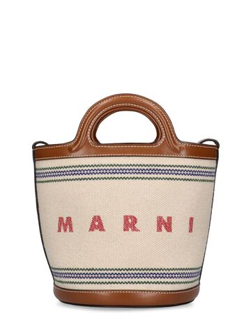 marni mini tropicalia canvas bucket bag in natural