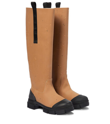 GANNI Rubber knee-high boots in brown