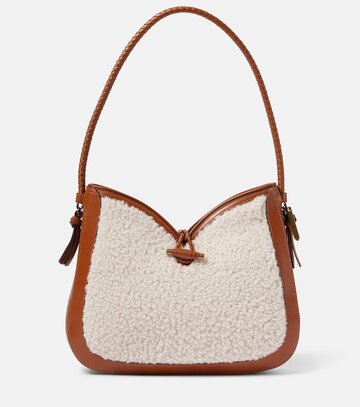 isabel marant vigo medium shearling and leather shoulder bag in brown