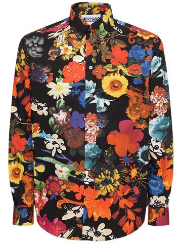 moschino flower print cotton poplin shirt