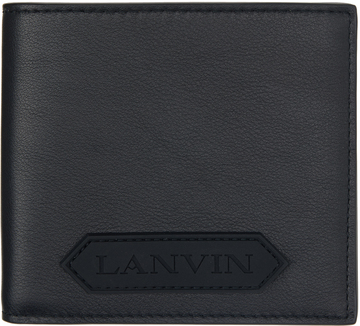 lanvin black rubberized logo bifold wallet