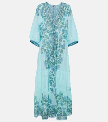 juliet dunn floral cotton maxi dress in blue